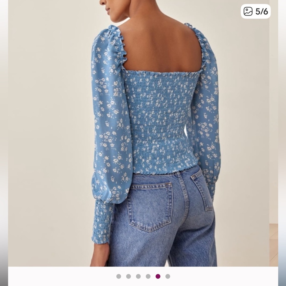 Reformation Floral Print Square neckline blouse NWT - Picture 3 of 10